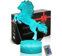 DAHEYMA Horse Night Light,16 Colors Changing, LED Illusion Horse 3D Lamp with Remote Control,Gift for Boy,Bedroom Decoration