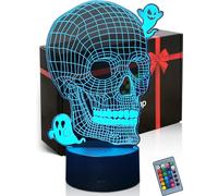 DAHEYMA Skull 3D Night Light, Ghost Lamp Illusion LED, Kids Birthday Gifts, Halloween Bedroom Decoration, 16 Colors Smart Touch Remote Control Dimmable