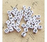 DAHI 1000 PCS Letter Beads Cube 6mm Acrylic White Craft A-Z Bead