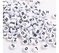 DAHI 1000 PCS White Alphabet Beads Kit A-Z 4*7mm Acrylic Round Letter Bead