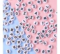 DAHI 1000 Pcs White Round Letter Beads for Friendship Bracelet Making Kit | 4x7mm Black White A-Z Alphabet Beads - DIY Letter Beads Kit for Jewelry Making Supplies, Great Gift for Teen Girls & Besties
