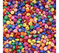 DAHI 1000pcs Colorful Letter Beads for Threading 4 x 7 mm Colourful Round Craft Beads Letters A-Z for Grandma Mothers Day Gift Jewelry Making DIY Necklace Bracelet Key Chain (Gold-Color-C(Green)