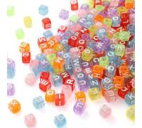 DAHI 1000pcs Cube Letter Beads Transparent 6mm Acrylic Square Letter Beads | A-Z Alphabet Beads for Jewellery Crafts DIY Necklace Bracelet Decoration (Transparent Color /6*6mm)
