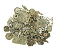 DAHI 100g Metal Assorted Antiqued Bronze Skeleton Steampunk Gears Watch Cog Wheel Sets, Charms Vintage Pendant Craft for Jewelry Making.Crafts (Antique Bronze)
