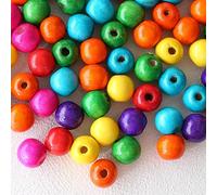 DAHI 100pcs Colourful Loose Wooden Beads for Threading Natural,Coloured Craft Beads 20mm with Holefor DIY Jewellery Making(20mmbunt)