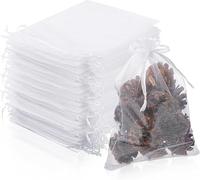 DAHI 100pcs Large Organza Bags 20 * 30cm White Drawstring Gift Bags Large Organza Gift Bags Jewellery Drawstring Bags for Birthday and Wedding (20x30cm/100pcs)