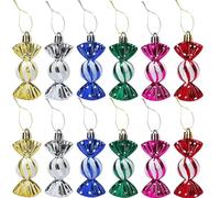 DAHI 12 Pcs Christmas Color Baubles Christmas Tree Candy Ornaments Decorations Sugar Canes Pendant Hanging Sugar Canes Decoration, Advent Decoration(Color-C)