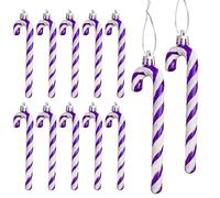 DAHI 12pcs Candy Canes for Christmas Tree, Hanging Sugar Canes Christmas Decoration, Advent Decoration for Xmas New Year Party Supplies (purple-A)