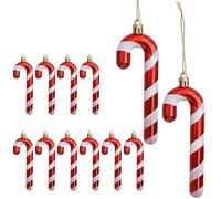 DAHI 12pcs Candy Canes for Christmas Tree, Hanging Sugar Canes Christmas Decoration, Advent Decoration for Xmas New Year Party Supplies (red White-B)