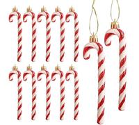 DAHI 12pcs Christmas Glitter Candy Cane Christmas Tree Decorations Candy Canes for Tree, Hanging Sugar Decoration, Advent Decoration (red-A)