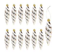 DAHI 12pcs Glitter Christmas Trees Pendant Pine Tree Pins Trees Jewelry Christmas Balls for Tree Decoration (Champagne B)