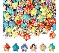 DAHI 130PCS Turtle Beads Bulk Various Sea Turtle Charms Synthetic Turquoise Ocean Animal Crafts for Jewelry Making DIY Bracelet Necklace Women Summer Craft Gift Supplies (6 Color)