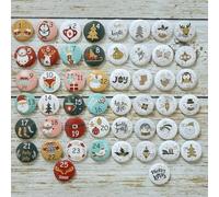 DAHI 2 sets Advent Calendar Number Buttons Number 1-25 for DIY Christmas Calendar for Jute Bags, Badges Pins (Colourful Gold)
