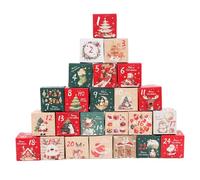 DAHI 24pcs Christmas Advent Calendar Box Empty Advent Calendar for Filling 24 Advent Calendar Boxes Beautiful Gift Bag Christmas Themes Advent Calendar Boxes (A)