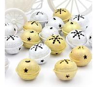 DAHI 24pcs Gold and Silver Christmas Jingle Bells Snowflake Jingle Bell Ornament Christmas Tree Decoration Snowflake Bells Party Decoration Supplies
