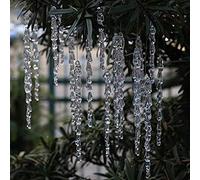 DAHI 25PCS Clear Acrylic Icicle Ornaments Christmas Decoration Acrylic Clear icicles Set for Christmas Tree Decoration (icicle 25pcs/15.5cm)