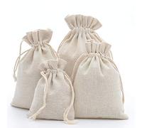 DAHI 25pcs Cotton Drawstring Bag Cotton Muslin Bags lightweight Reusable Gift Bag Breathable Pouches with Drawstring Packing Storage Jute Sacks for Wedding, Birthday, DIY Craft (10x14cm)