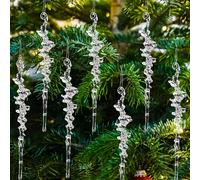 DAHI 26pcs Christmas Tree Jewelry Ice Cream Pendant Acrylic Ice Cream Deco Christmas Tree Pendant (Transparent-Small)