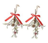 DAHI 2pcs Artificial Mistle Branches For Hanging Christmas Mistle Decoration with Berries, Pine Pins, Artificial Mistle Flower Steels, Hanging Mistle Decoration (G)