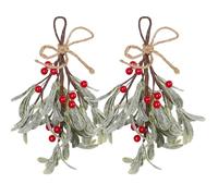 DAHI 2pcs Artificial Mistle Branches For Hanging Christmas Red Mistle Decoration With Berries, Artificial Mistle Flower Steels, Hanging Mistle Decoration (A -red)
