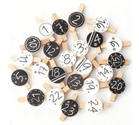 DAHI 2SETS Advent Calendar Numbers Wood 1-24 Advent Calendar Numbers Wood, Christmas, Advent Calendar Buttons, Numbers for Advent Calendar (white black-A)