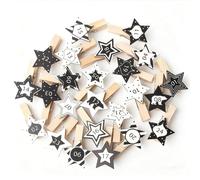 DAHI 2SETS Advent Calendar Numbers Wood Clamps with Star 1-24 Advent Calendar Numbers Wood, Christmas, Advent Calendar Buttons, Numbers for Advent Calendar (white black-C)
