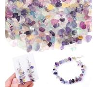 DAHI 450pcs Fluorite Crystal Beads Gemstone Bead Drilled Irregular Gemstone Bead,Colorful Genuine Chips Natural 5mm to 8mm Loose Beads for Bracelets Jewelry Making (Fluorite)