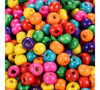 DAHI 600pcs Colourful Wooden Beads Loose Round Wooden Bead Large Hole Beads for Threading Natural,Coloured Craft Beads 10mm for DIY Jewellery Making (10mm)