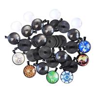 DAHI 60pcs Black Round Bezel Pendant Tray Blanks and Trays for Alloy Blank Bezel Pendant Making with Transparent Glass Cabochon Settings for Cameo Photo Necklace Jewelry