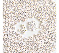 DAHI 800pcs Letter Beads Gold Heart and Number Acrylic Letter Beads A-Z Gold Round Alphabet Bead for Mother's Day Jewellery DIY Crafts (Golden