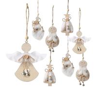 DAHI 8pcs Wooden Christmas Decorations Angel Ornaments for Christmas Tree Angel Doll Pendant Christmas Ornaments Wooden Pendant - Trees Hanging for Decor (Mix)