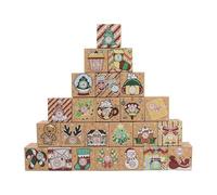 DAHI Advent Calendar for Filling 24 Advent Calendar Boxes Beautiful Gift Bag Christmas Themes Advent Calendar Boxes (E)