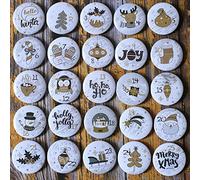 DAHI Advent Calendar Number Buttons numbered from 1 to 25, for Christmas calendar, self-assembling, for jute bags, pins (D)