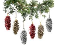 DAHI12pcs Glitter Christmas Pine Cone Baubles Pine Cones Christmas Decorations Decorative Hanging Pinecone for Xmas Tree Decorations Holiday Winter Party Supplies (3farbe 90 * 40mm)