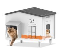 Dahivs Indestructible Large Heated Cat House for Outside, Heated Outdoor Cat House 100% Weatherproof with Escape Door, Insulated Outdoor Cat Shelter for Multiple Cats Feral Stray Kitty. 21.7"x17"x20"