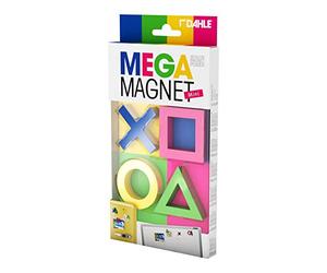 Dahle Mega Magnet Mini Set (4 Magnets in Geometric Shapes, 45 x 45 mm) Blue Pink Yellow Green
