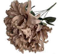 Dahlia Artificial Flower Stem with 7 Soft Velvet Blooms for Wedding Decor, Bridal Shower Themes, Venue Styling, Floral Garlands (coffee)