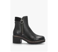Dahlia Black Leather Block Heel Ankle Boots - Black Leather / 5