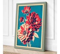 Dahlia Blooms Botanical Canvas Wall Art Print 36x24 Inch (91 x 61 cm)