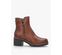 Dahlia Chestnut Leather Block Heel Ankle Boots - Tan Leather / 3