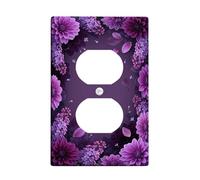 Dahlia Duplex Outlet Covers Wall Plate, Floral Elegant Lilac Petal Spring Violet Plastic Standard Size Double Power Outlet Cover Plate for Home Living Room Bedroom Bathroom Decor