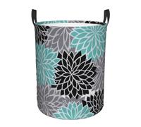 Dahlia Flower Circular Hamper – Stylish Water-Resistant Storage Basket With Full-Print Design, Durable Oxford Cloth Laundry Basket For Home, Bathroom, Kitchen & Kids Room