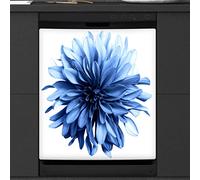 Dahlia Flower Dishwasher Magnetic Cover Kitchen Decor Blue Flower Front Dishwasher Refrigerator Magnetic Cover Sticker Appliance Decorative Cover 23 x 26 Inches