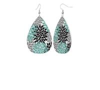Dahlia Flower Exquisite Waterdrop-Shaped Leather Earrings With Double-Sided Print - Lightweight, Durable, And Stylish Accessory For Every Occasion