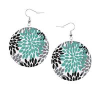 Dahlia Flower Leather Round Earrings Daily Accessories Working At Work Women'S Fashion