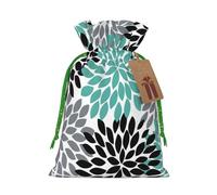 Dahlia Flower Print Christmas Bag Drawstring Bags For Holiday Presents Xmas Sack Party Decor Gift