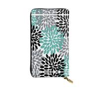 Dahlia Flower Print Leather Long Clutch Wallet – Fashionable Personalized Wallet, Multiple Card Slots, Gift Ready, Black, One Size