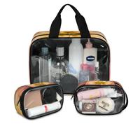 Dahlia Flower Print Travel Makeup Bag for Women Men, Translucent Cosmetic Bags 3 Pcs Large Shower Wash Pouch Toiletry Cosmetic Toiletries Organizer