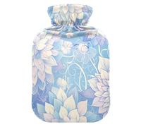 Dahlia Mandala Flowers Pastel Colors Travel hot Water Bottle with Soft Cover, 1L Warm Water Bottle for Bed for Hot and Cold Therapies, Neck and Shoulder Pain Relief, Bolsa Caliente para Dolores