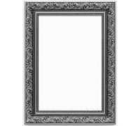 Dahlia Ornate Spoon Picture Frame Gold Bronze Ebony Silver Baroque Style 43mm Wide Decorative Photo Poster Certificate Frame Shatterproof Perspex Multiple Sizes Made in UK, Silver, a3